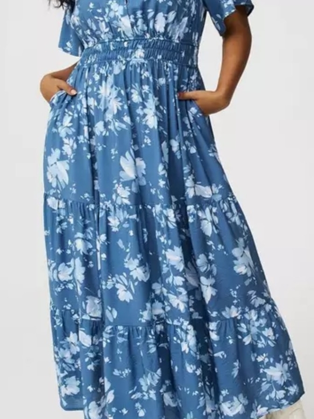 Torrid Blue / White Floral Maxi Dress Size 5 - Picture 7 of 8